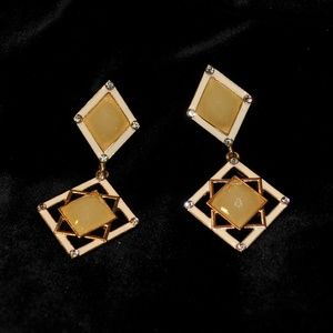 Yellow/Mustard Diamond Earrings‎ 8029